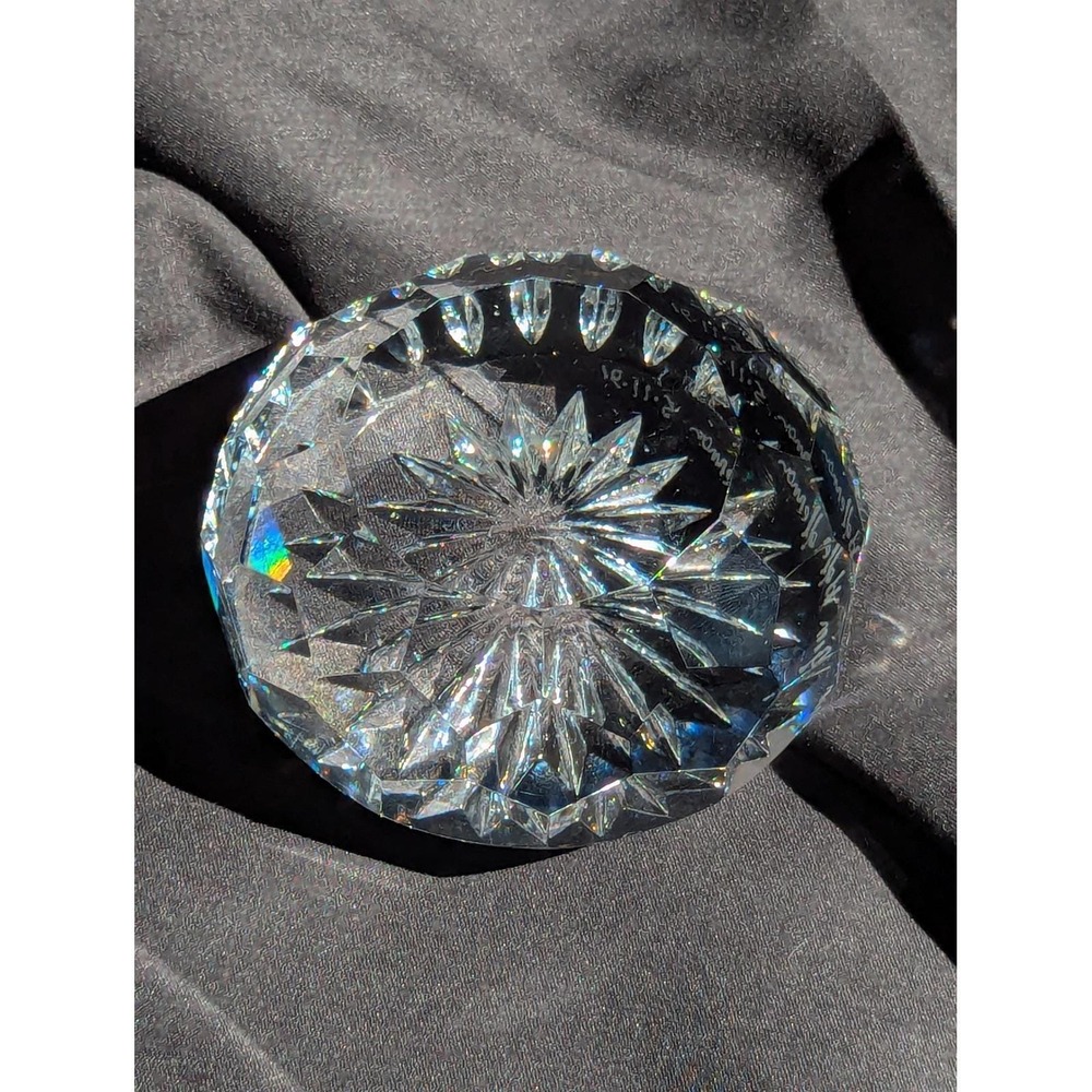 Vintage Waterford Crystal Paperweight, Starburst Cut Glass, Signed 1991 - Picture 14 of 17